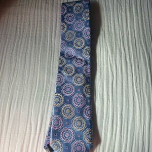 Robert Talbots Blue Patterned Men's Silk Tie - Floral Medallion Design